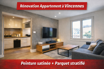 Artisan peintre Val-de-Marne (94) – Entreprise de peinture professionnelle 4 Rénovation d’appartement à Vincennes avec peinture satinée et parquet stratifié