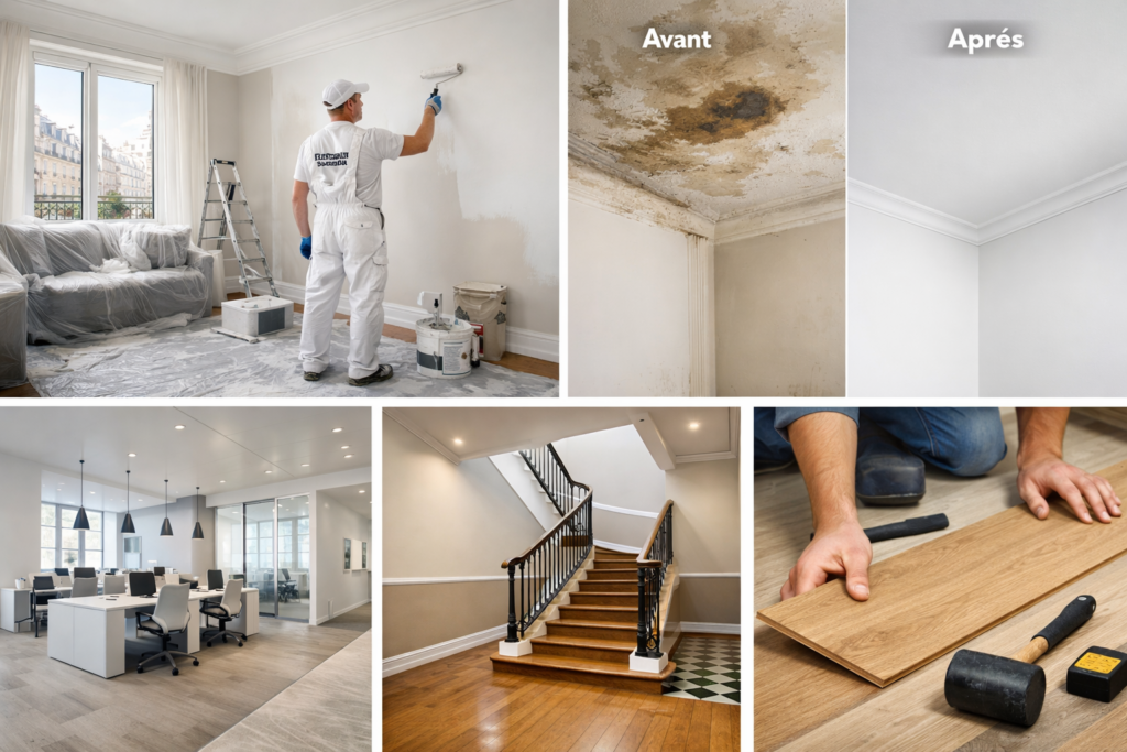 1000028151 Réparation après dégât des eaux Paris 15 remise en peinture mur plafond